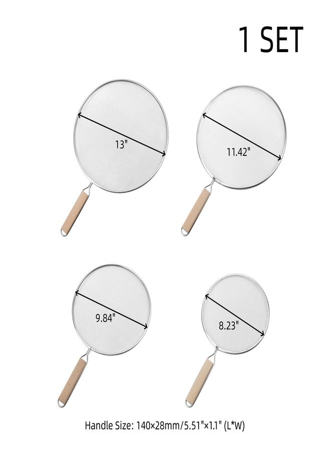 Oedema Set of 4 Splatter Screen Stainless Steel Grease Splatter Guard Fine Mesh Splatter Screen for Frying Pan, Skillet, Pot, Grease Oil Guard, 13"/11.42"/9.84"/8.23" - Image 2