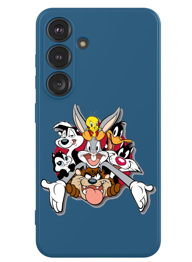 Theodor Protective Slim Fit Case Liquid Silicone Cover with Full Body Protection Anti-Scratch Shockproof Case For Samsung Galaxy S24 (Blue) - Looney Tunes - Image 1