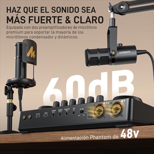 Maono حزمة معدات البودكاست من MAONO: واجهة صوتية مع خلاط ومدخلين XLR مزدوجين لبث البودكاست - MaonoCaster E2 Gen2 - Image 3