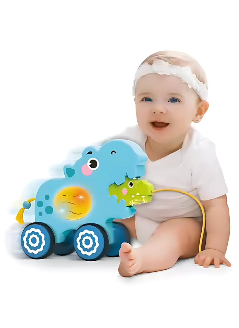 Twisoo Twisoo Pull String Animal Car Toy – Educational Baby Push & Pull Toy with Music & Light, Fun Cartoon Design for Kids 6+ Months.  - Image 1
