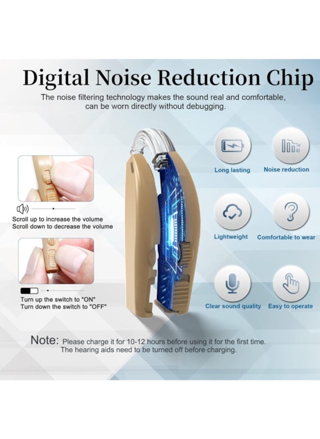 Jccgoo Hearing Aids, Digital Hearing Aids for Seniors with Noise Cancelling, Rechargeable Hearing Amplifier with Volume Control, Hearing Assist Hearing Loss Devices with Charging Case  - Image 3