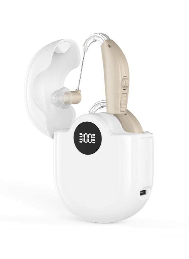 Jccgoo Hearing Aids, Digital Hearing Aids for Seniors with Noise Cancelling, Rechargeable Hearing Amplifier with Volume Control, Hearing Assist Hearing Loss Devices with Charging Case  - Image 1