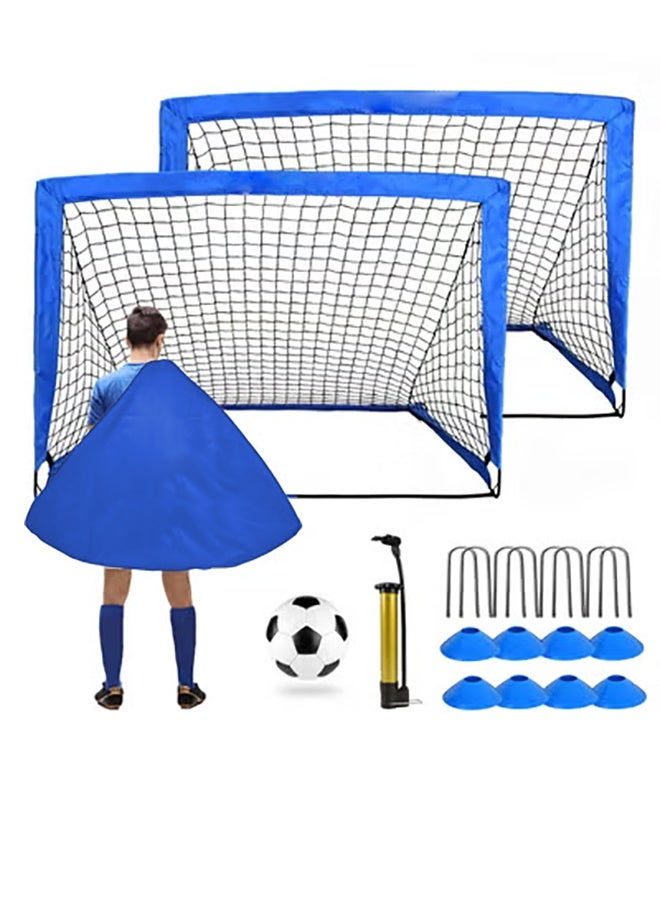 XiuWoo Soccer Goals for Backyard, Portable Soccer Net Set of 2, 48.8 x 35.4 × 37 inch Indoor Pop Up Soccer Goal, Soccer Training Equipment with 8 Training Cones, Carry Bag and Soccer Ball - Image 1