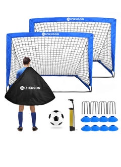 XiuWoo Soccer Goals for Backyard, Portable Soccer Net Set of 2, 4 x 3 inch Indoor Pop Up Soccer Goal, Soccer Training Equipment with 8 Training Cones, Carry Bag and Soccer Ball  - Image 1