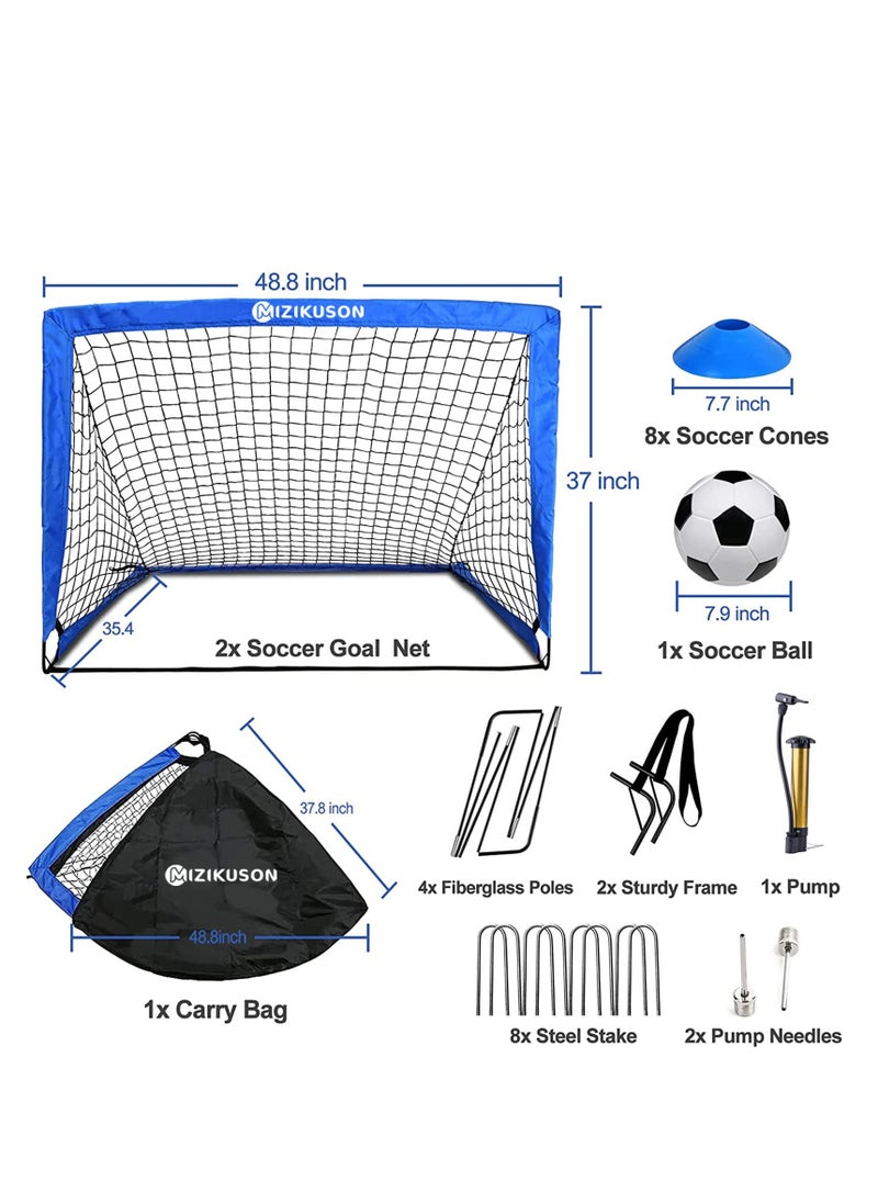 XiuWoo - Soccer Goals for Backyard, Portable Soccer Net Set of 2, 4 x 3 inch Indoor Pop Up Soccer Goal, Soccer Training Equipment with 8 Training Cones, Carry Bag and Soccer Ball - Image 1