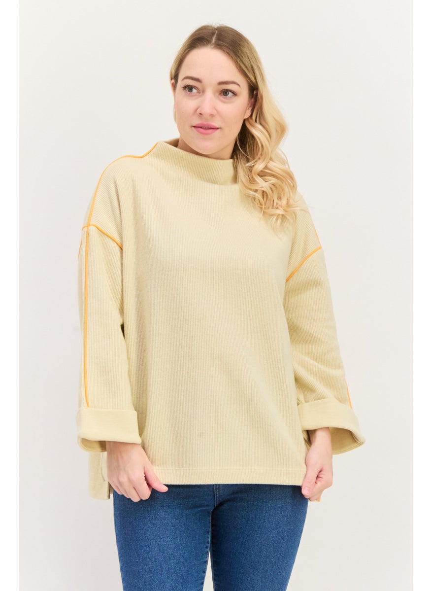 Women Funnel Neck Textured Long Sleeves Sweatshirt, Beige - pzsku/Z30E5E805C125D62AE136Z/45/_/1737642070/89dc5d09-d10e-44a9-96a5-fa5b53272172