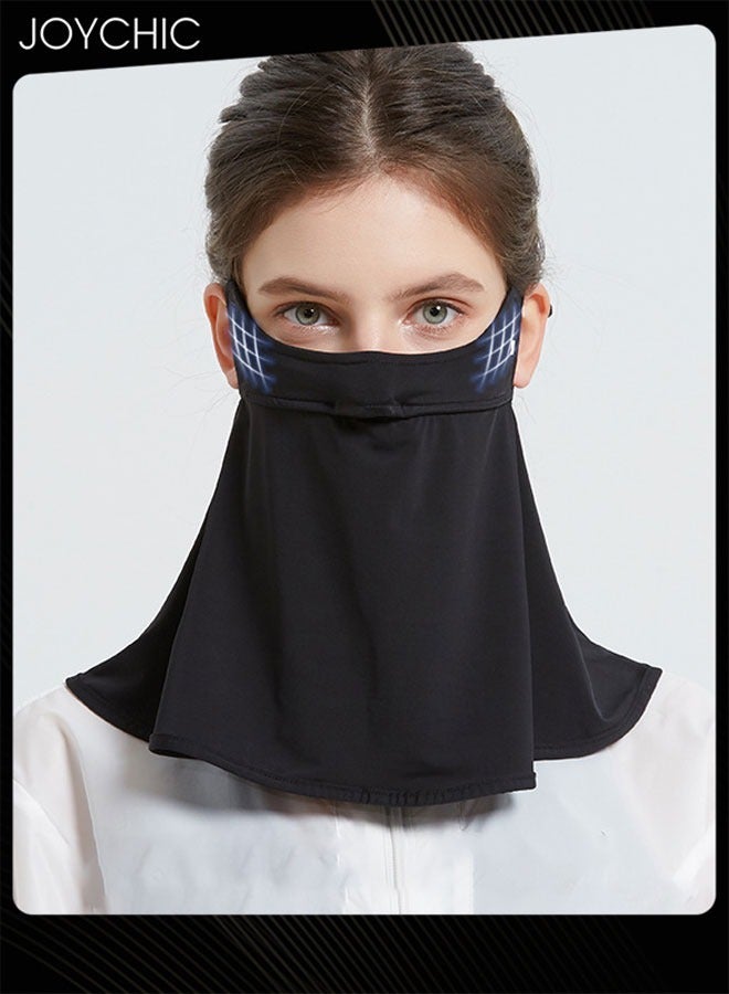 Joychic قناع حماية من الشمس للقيادة وركوب الدراجات في الصيف، شال حماية للرقبة مضاد للأشعة فوق البنفسجية، قناع حريري ثلجي قابل للتنفس، أسود للنساء - Image 1