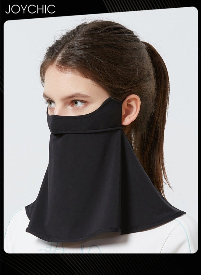 Joychic قناع حماية من الشمس للقيادة وركوب الدراجات في الصيف، شال حماية للرقبة مضاد للأشعة فوق البنفسجية، قناع حريري ثلجي قابل للتنفس، أسود للنساء - Image 2