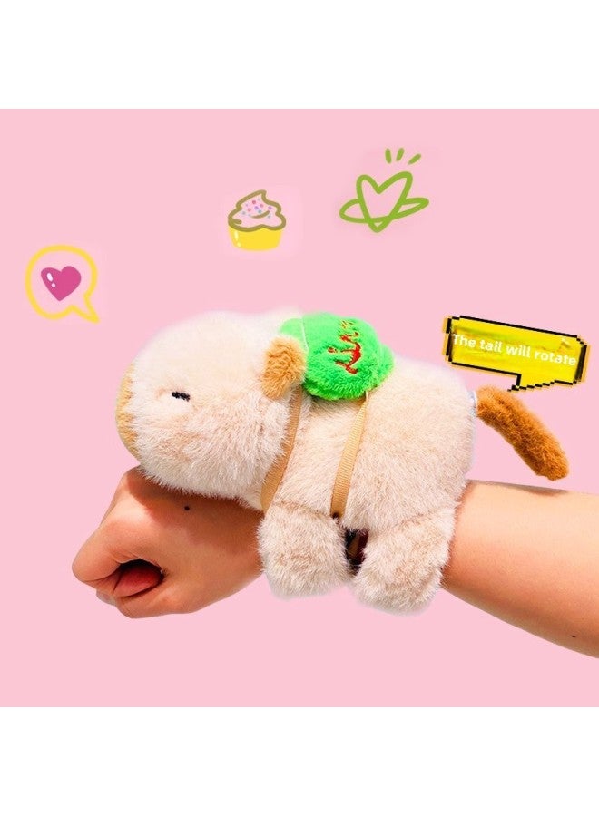 Cartoon Pull Wagging Tail Backpack Capybara Plush Pop Loop Children's Turtle Capibala Bracelet Doll Gift-Color:Pink (movable Wings)-Height:17cm  - Image 4