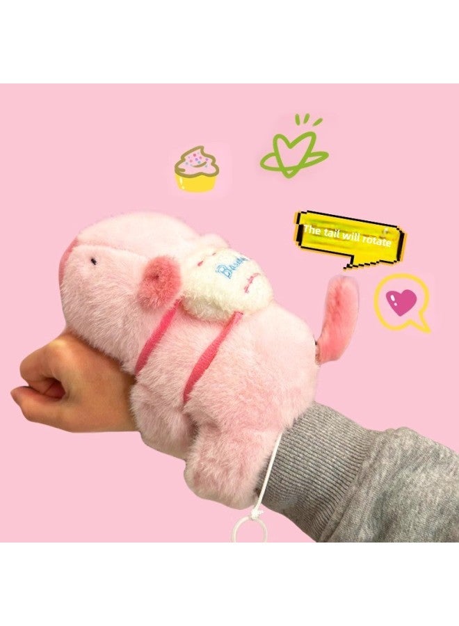 Cartoon Pull Wagging Tail Backpack Capybara Plush Pop Loop Children's Turtle Capibala Bracelet Doll Gift-Color:Pink (movable Wings)-Height:17cm  - Image 3