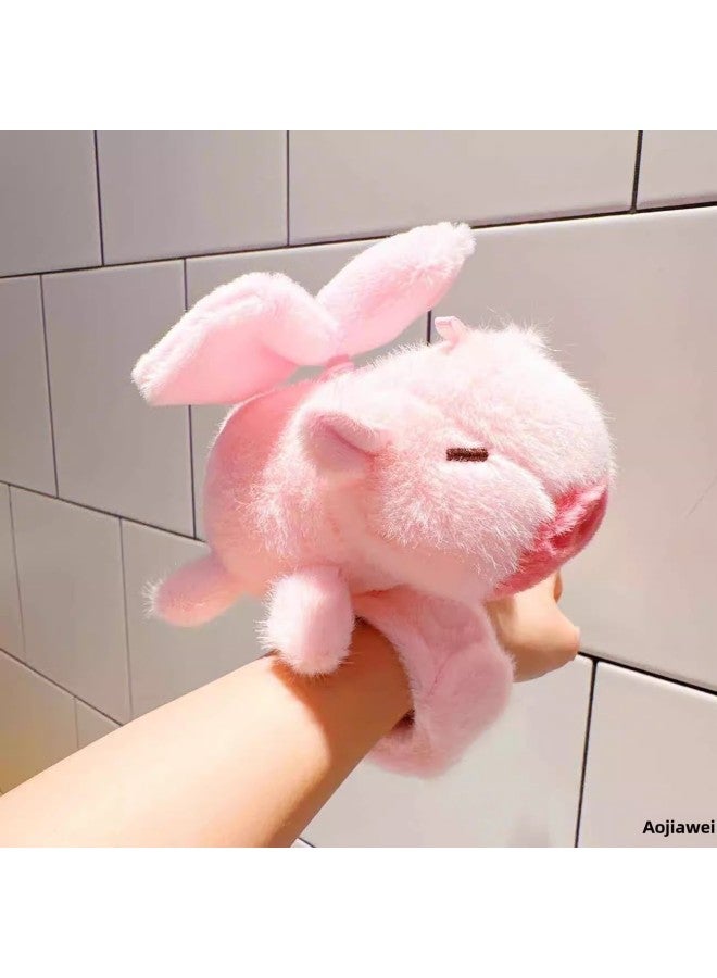 Cartoon Pull Wagging Tail Backpack Capybara Plush Pop Loop Children's Turtle Capibala Bracelet Doll Gift-Color:Pink (movable Wings)-Height:17cm  - Image 1