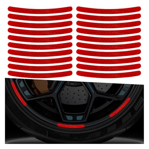 ZIMISI 20PCS Car Wheel Stripe Reflective Stickers AntiScratch Rim Decals for Vehicles Night Safety Warning Tape Decal Car Wheel Decorative Stripe Stickers for Motorcycles Bicycles Red - Image 1