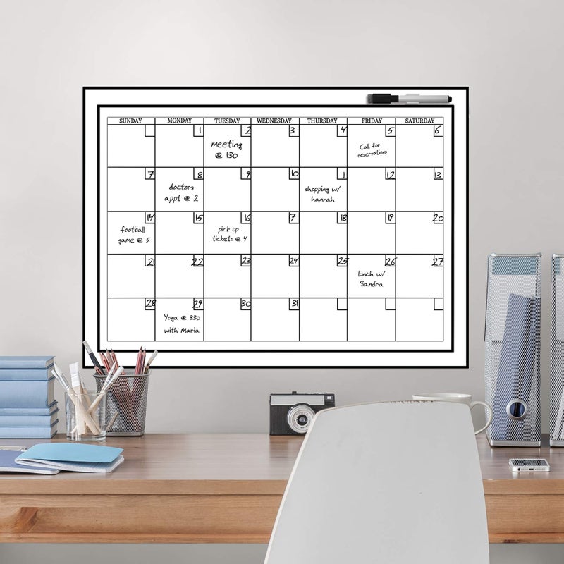 WallPops WPE0447 Large Monthly Dry Erase Calendar Decal, White & Off-White - Image 2