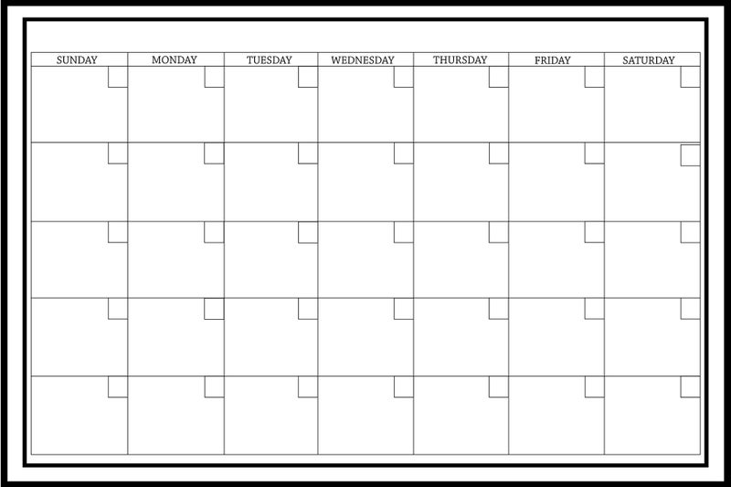 WallPops WPE0447 Large Monthly Dry Erase Calendar Decal, White & Off-White - Image 1
