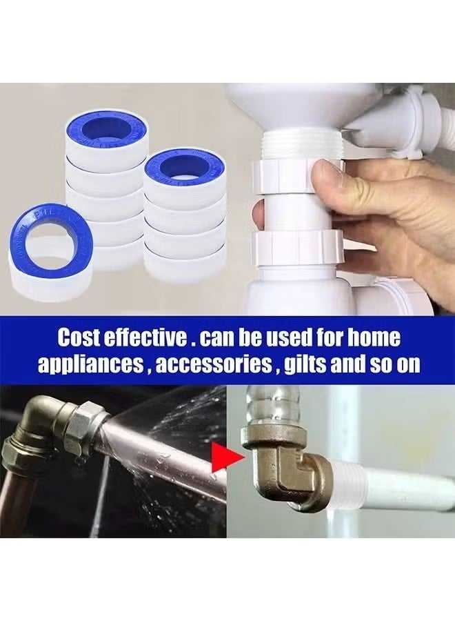 10 Rolls of Waterproof Raw Material Plumber's Tape for Plumbing Faucet Sealant Tape - Plumbing Tape - Sealing Tape - Thread Sealant Tape - Shower Head Plumber's Tape (12mmx10m) - Image 2