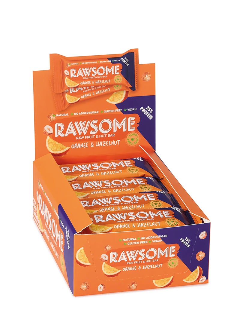 Rawsome Orange & Hazelnut Vegan Protein Bar | 25% Protein | Gluten Free | No Added Sugar | 16x40g - Image 1