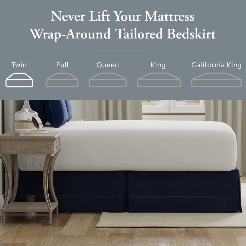 Bed Maker's Bed Makerâ€™s Never Lift Your Mattress Bed Skirt, Designed for Box Spring Beds, Split Corners, 14 Inch Drop Length, Twin, Navy - Image 2