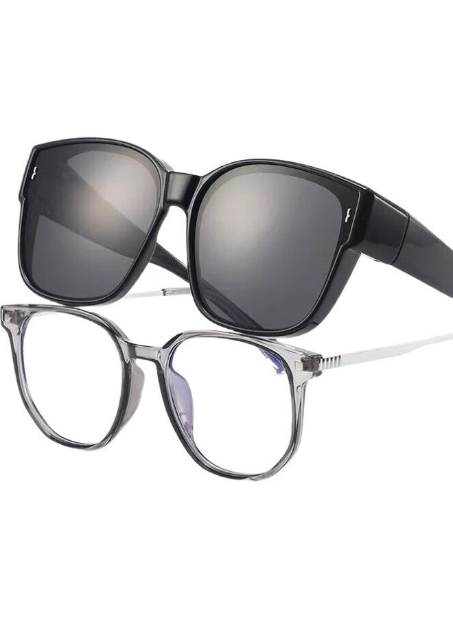 Boshide Sunglasses Clip-On Sunglasses Clip-On Myopia Glasses Driving Special Polarized Sunglasses Portable Clip-On Glasses Bright Black - Image 3