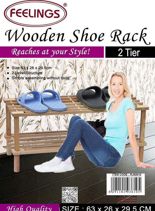 Feelings Wooden Shoe Rack 2 Tier 63Cm Natural - Image 4