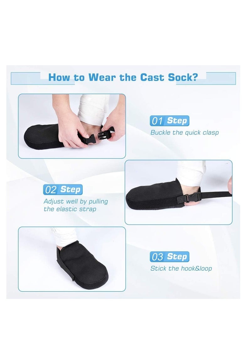 Cast Sock Cover Foot Toe, Foot Support Plaster Shoes for Joint Sprain Fracture Rehabilitation, Cast Protector Half Foot Walking Boot and Orthosis Splints Braces Shoe, Adjustable Fits Most Leg