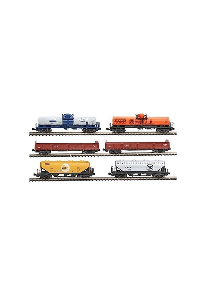 Kato N Mixed Freight Train Set - 6 Car Assortment with Hopper, Tank, and Gondola Cars - Image 2