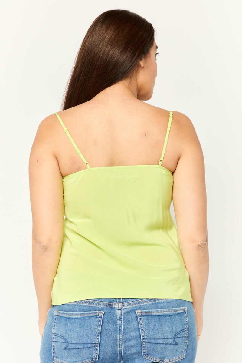 Karl Lagerfeld Women Square Neck Sleeveless Brand Logo Tank Top, Green - Image 4
