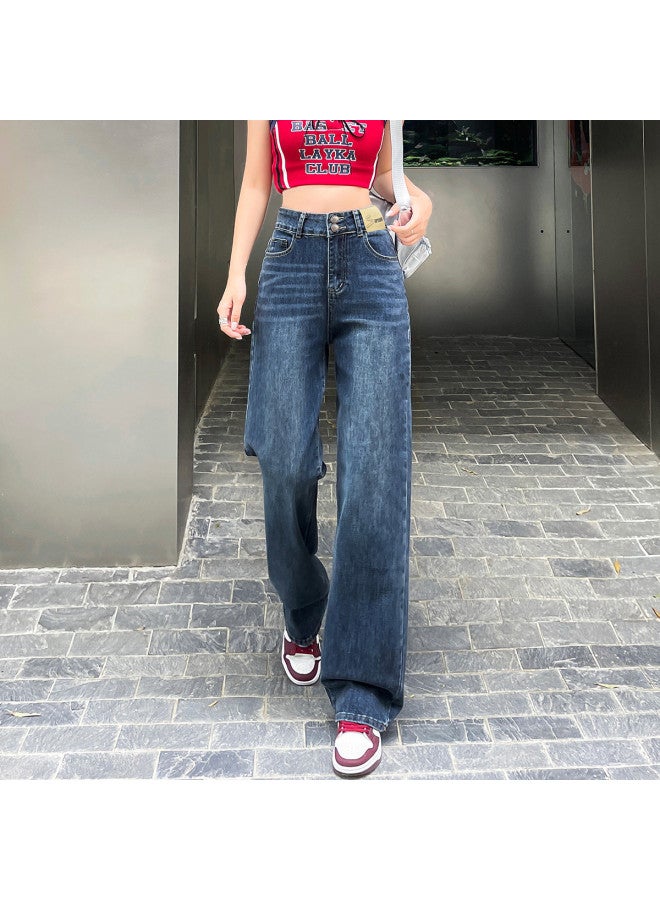 EPTISON Slimming High-Waist Jeans For Women, 2025 Autumn Fashion Double-Button High-Street Floor-Dragging Versatile Retro Straight-Leg Pants For Women - Image 2