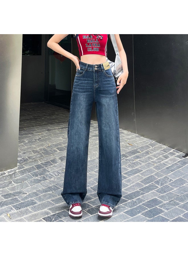 EPTISON Slimming High-Waist Jeans For Women, 2025 Autumn Fashion Double-Button High-Street Floor-Dragging Versatile Retro Straight-Leg Pants For Women - Image 4