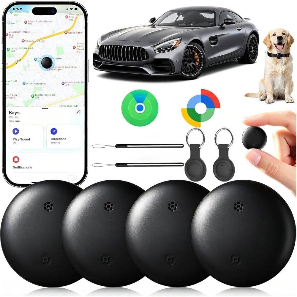 Tracker Smart Tags Android and iOS-Dual System Bluetooth Luggag Tracker Keys Finder/Item Locator Work with Apple Find My iOS andGoogle's Find Hub(Android) for Key, Backpack, Luggage Black