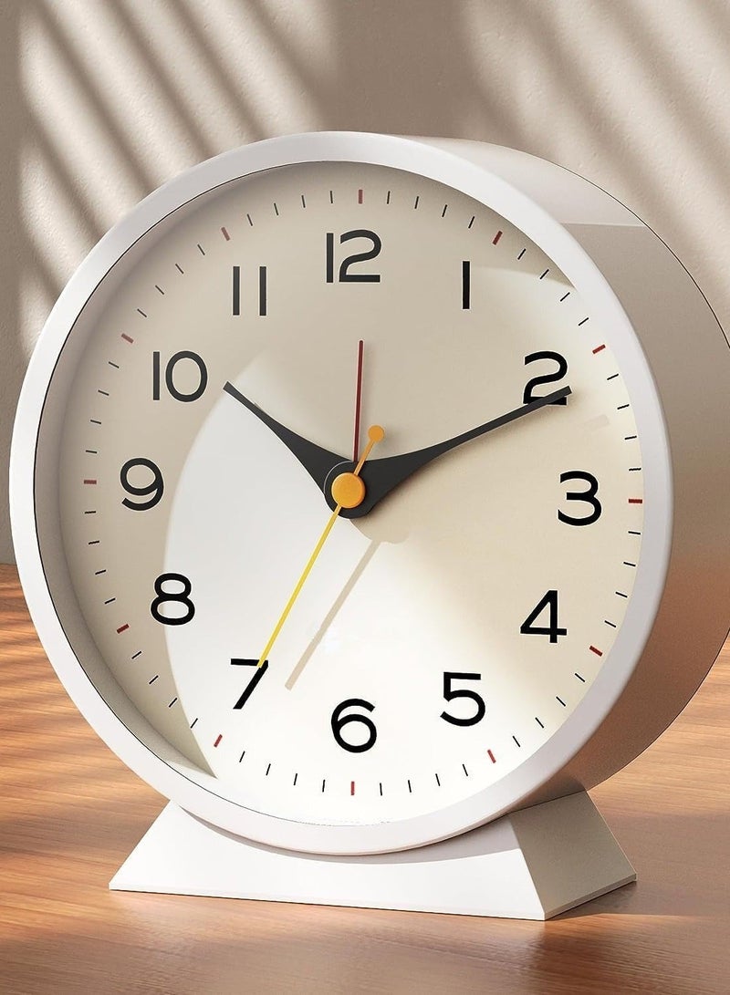 كابتن تيك Analog Alarm Clock, Travel Alarm Clock Basic Bedroom Clock Table Clocks, Small Retro Desk Clock, Slient Metal Table Clock with Light for Living Room Decor, Bedroom, Bedside, Shelf - Image 1