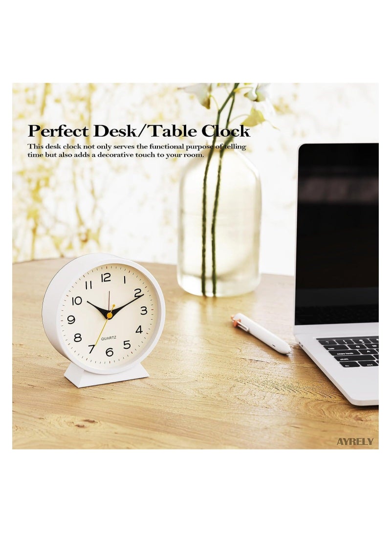 كابتن تيك Analog Alarm Clock, Travel Alarm Clock Basic Bedroom Clock Table Clocks, Small Retro Desk Clock, Slient Metal Table Clock with Light for Living Room Decor, Bedroom, Bedside, Shelf - Image 2