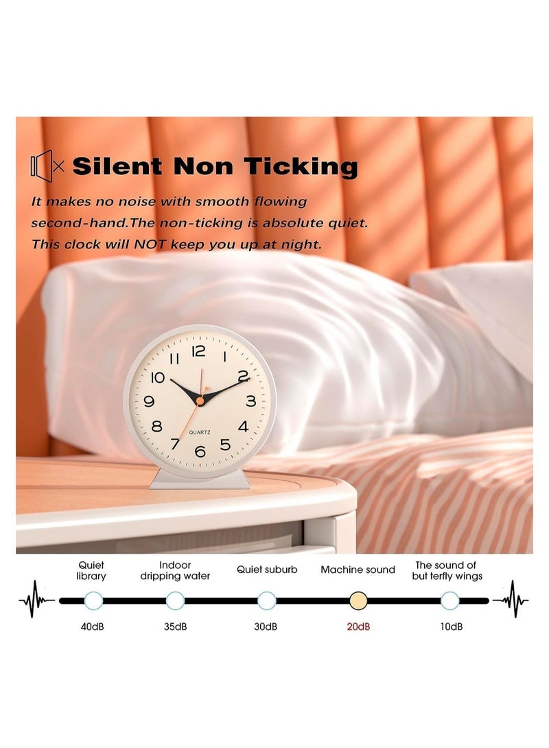 كابتن تيك Analog Alarm Clock, Travel Alarm Clock Basic Bedroom Clock Table Clocks, Small Retro Desk Clock, Slient Metal Table Clock with Light for Living Room Decor, Bedroom, Bedside, Shelf - Image 3