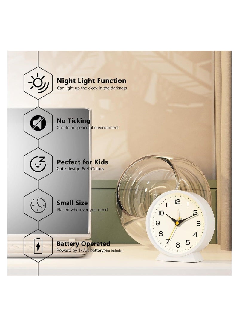 كابتن تيك Analog Alarm Clock, Travel Alarm Clock Basic Bedroom Clock Table Clocks, Small Retro Desk Clock, Slient Metal Table Clock with Light for Living Room Decor, Bedroom, Bedside, Shelf - Image 4
