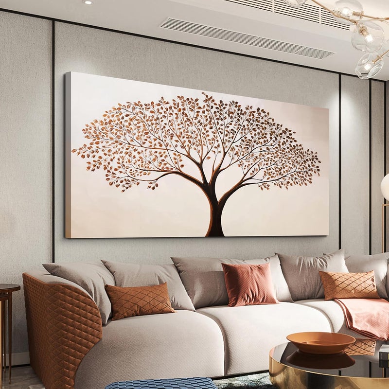 EMODA Framed Tree of Life Wall Art 60x120 cm – Modern Brown Botanical Canvas Print | Large Framed Canvas Print for Living Room Bedroom Home Office Wall Decoration – Premium Quality Artwork for Modern Interior Styling - Image 1