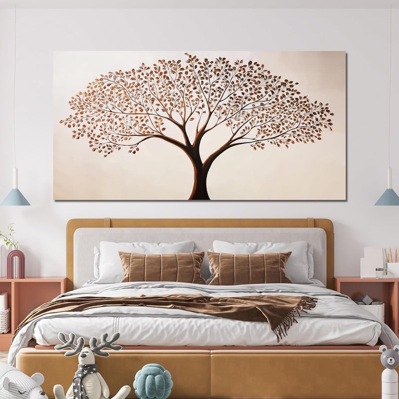 EMODA Framed Tree of Life Wall Art 60x120 cm – Modern Brown Botanical Canvas Print | Large Framed Canvas Print for Living Room Bedroom Home Office Wall Decoration – Premium Quality Artwork for Modern Interior Styling - Image 2