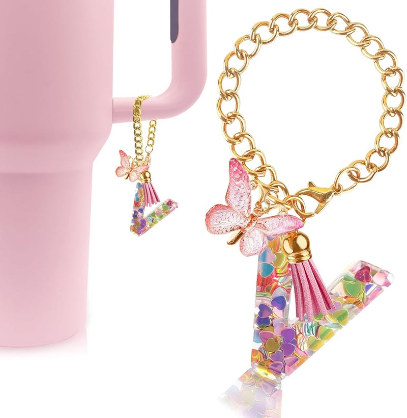 Velaco Letter Charm Accessories for Stanley Cup with Handle, Cute Initial Letter Keychain Handle Charm - Image 1