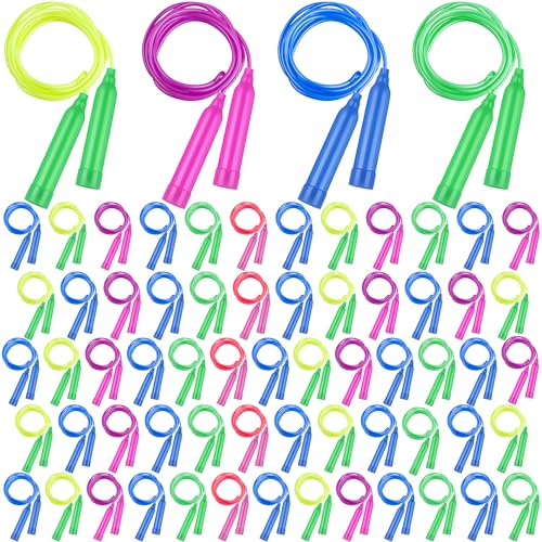 Elcoho 72 Pack Colorful Kids Jump Rope Set Great Party Favor Adjustable Plastic Kids Jump Rope Skipping Rope Outdoor Jump Ropes Great Party Favor - Image 1
