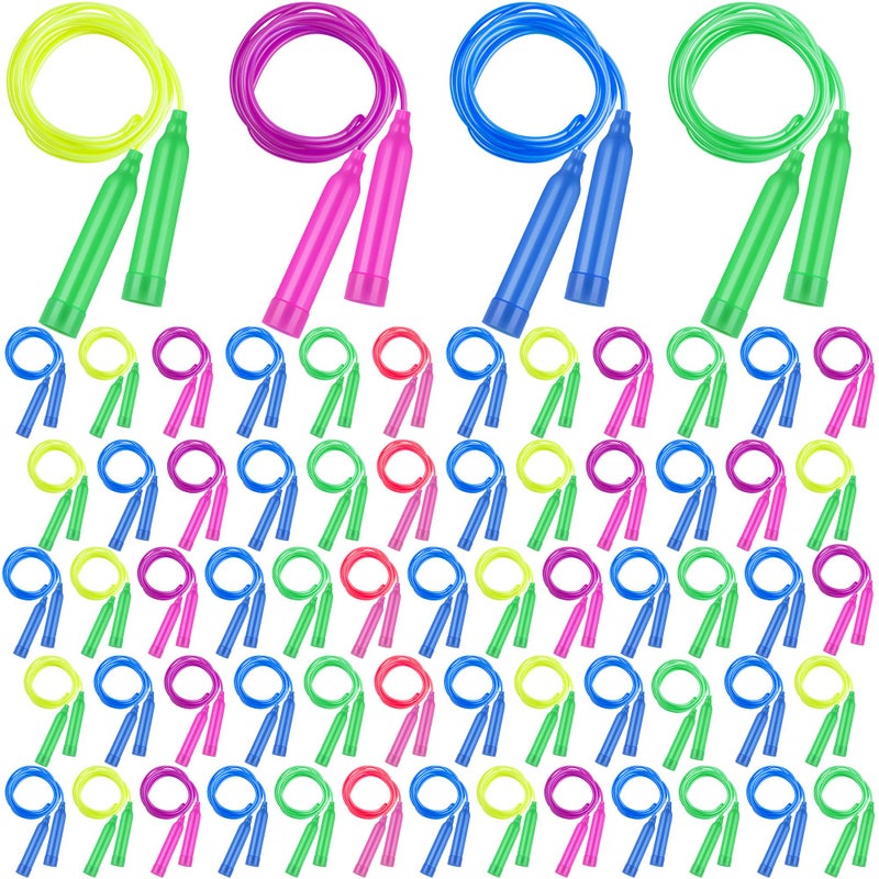 Elcoho 72 Pack Colorful Kids Jump Rope Set Great Party Favor Adjustable Plastic Kids Jump Rope Skipping Rope Outdoor Jump Ropes Great Party Favor - Image 2
