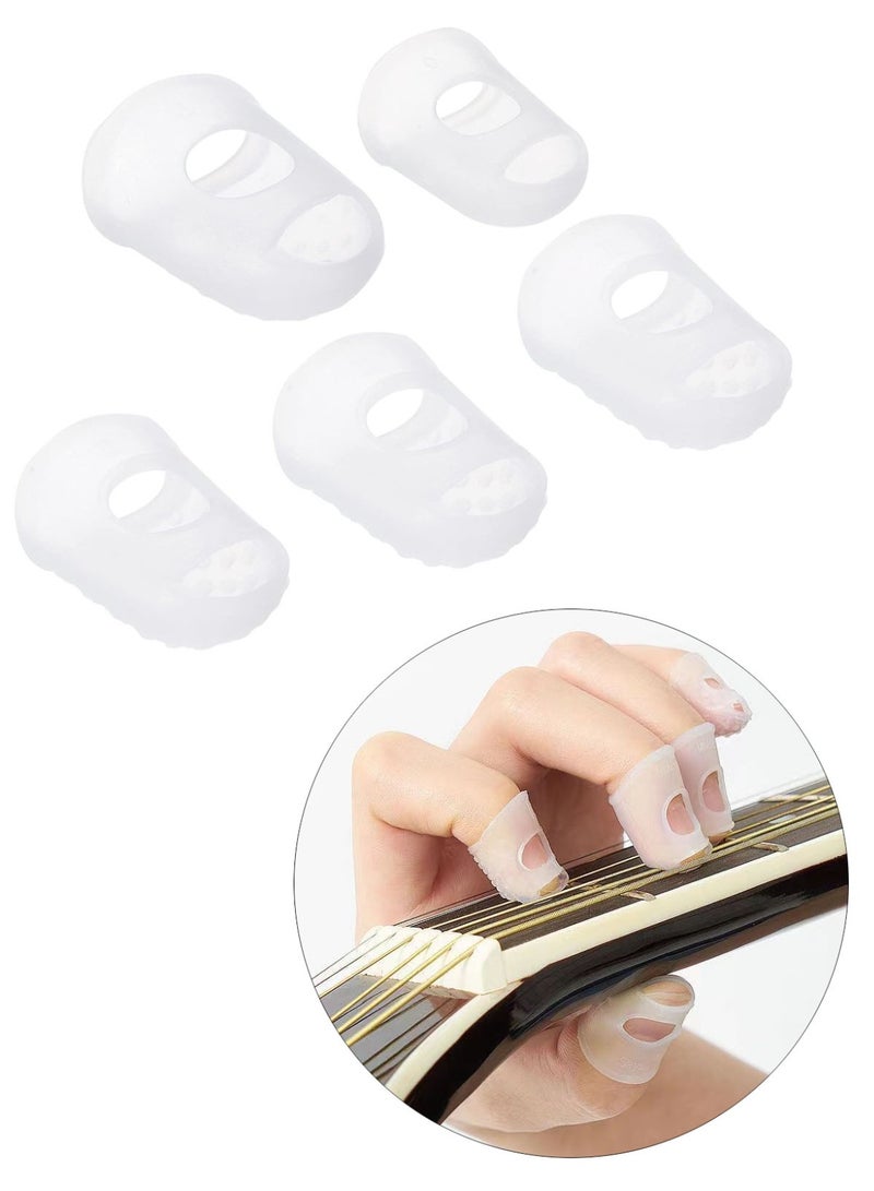 5 Pcs Silicone Finger Tips Fingertip Protector Covers Pads for Guitar Playing - Image 1