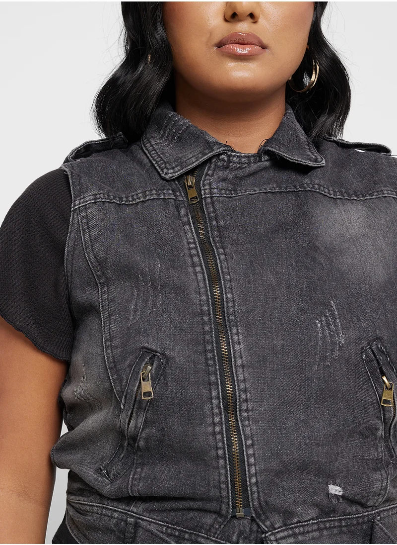 Ginger Plus Belted Denim Vest