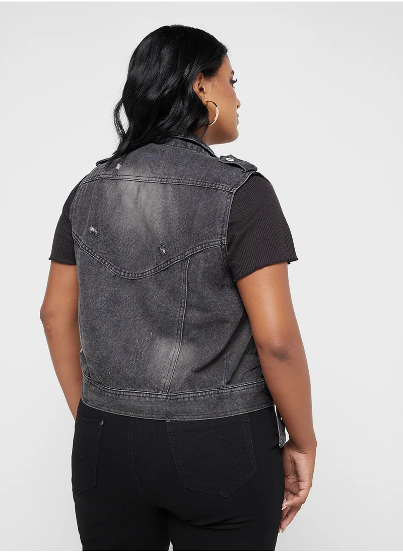 Ginger Plus Belted Denim Vest