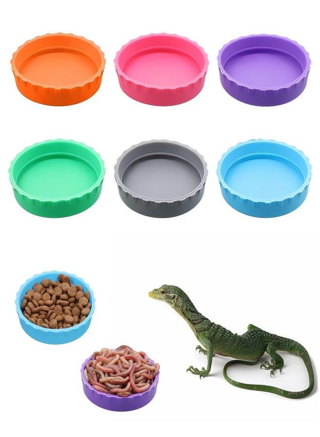 Eldraqth 6 Pcs Gecko Food Cups, Crested Gecko Food and Water Bowl Reusable Silicone Crested Dish Feeding Cups for Lizard Anoles Bearded Dragons Tank Terrarium Accessories Supplies for Tortoise - Image 1