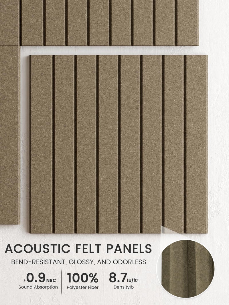Bumusty Large Cork Board Alternative-48 x 36" Felt Bulletin Board Tiles, with 30 Pushpins, 70 Adhesive Tabs, Fine-Stripe 12-Pack, Cork Boards for Office Push Pin Board Felt Board-Earth Brown - Image 3