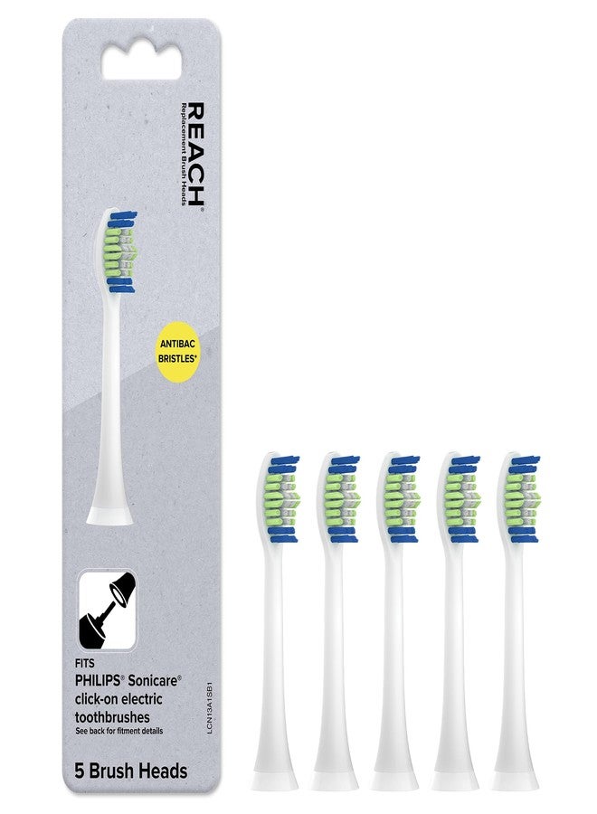 REACH SmileSonic Pro Essential Clean Replacement Toothbrush Brush Heads, Compatible with Philips Sonicare Click-On Power Toothbrushes, Replace-Me Bristles, 5 Count - Image 1