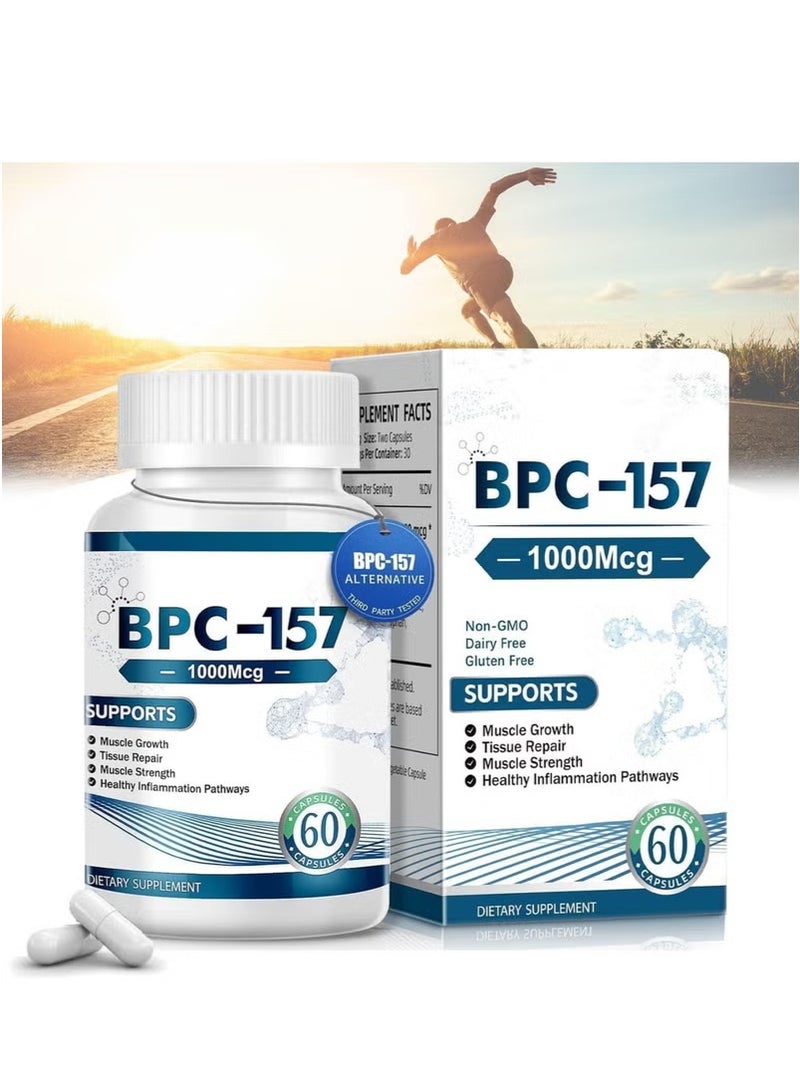 بيودي كبسولات BPC-157 برو ببتيد - مكمل Bepecin-157 للتعافي، شفاء الأمعاء ودعم الأنسجة - 1000 ميكروغرام، 60 كبسولة خالية من الغلوتين - Image 1