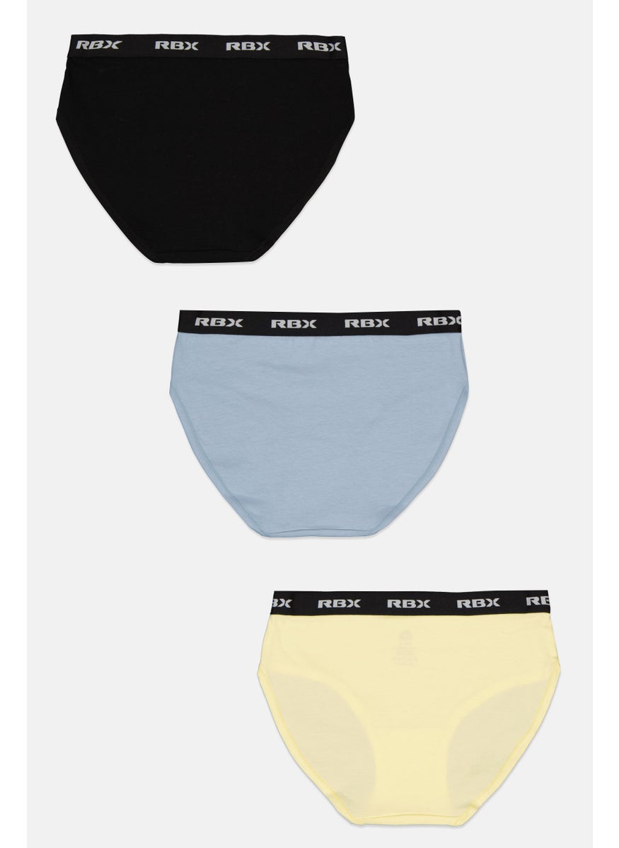 RBX Women 3 Pieces Brand Logo Soft Brazilian Hipster Panties, Light Blue  - Image 2