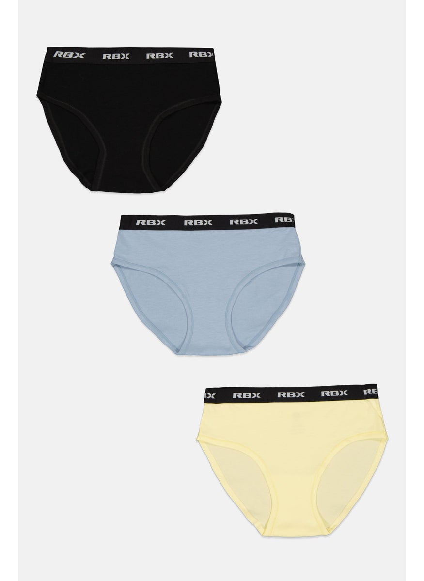 RBX Women 3 Pieces Brand Logo Soft Brazilian Hipster Panties, Light Blue  - Image 3