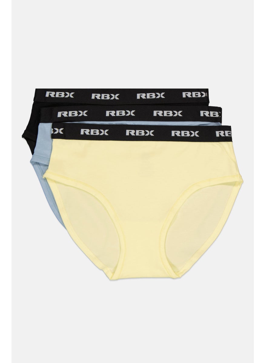 RBX Women 3 Pieces Brand Logo Soft Brazilian Hipster Panties, Light Blue  - Image 1