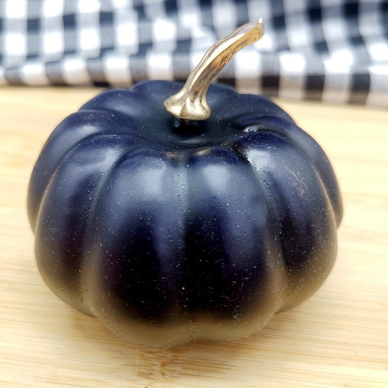 Generic Mini Pumpkin Models for Halloween Decor 23# Black Pumpkin with Golden Handle 