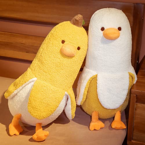 PEACH CAT Banana Duck Plush Toy Cute Plushie Hugging Plush Pillow Duck Stuffed Animal for Girls and Boys White 19.7" - Image 5